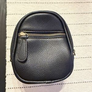 Black Pebbled Leather Mini Backpack